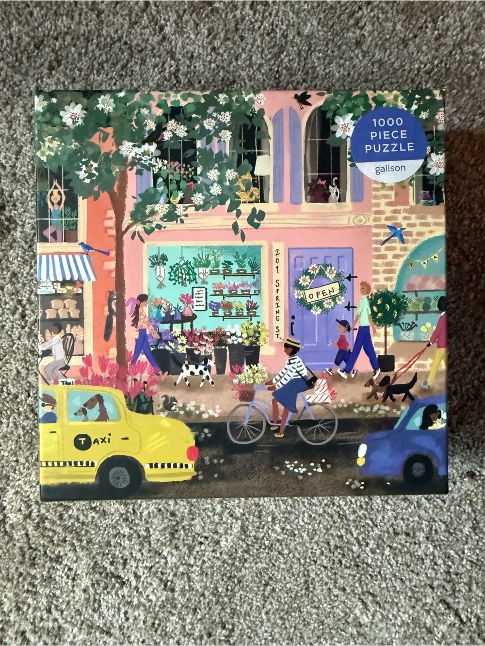 Gallison 1000-Piece Floral Street Scene Puzzle - Pink/Green